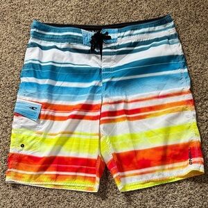 O'Neill Multicolor Striped Swim Shorts, Size 38